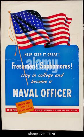 Ein US-amerikanisches Rekrutierungsplakat für die amerikanische Marine Stockfoto