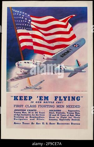 Ein amerikanisches Plakat zur Rekrutierung von Soldaten aus dem 2. Weltkrieg für die amerikanische Armee und Luftwaffe Stockfoto