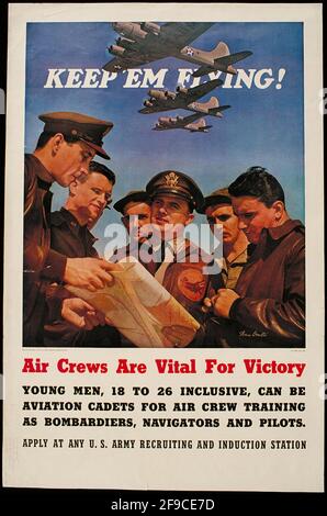 Ein amerikanisches Plakat für die Rekrutierung der amerikanischen Luftwaffe aus dem 2. Weltkrieg Stockfoto
