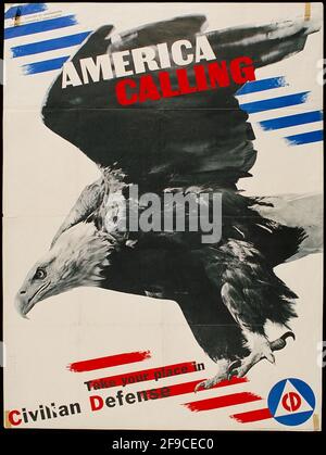Ein amerikanisches Plakat für die Zivilverteidigung aus dem 2. Weltkrieg Stockfoto