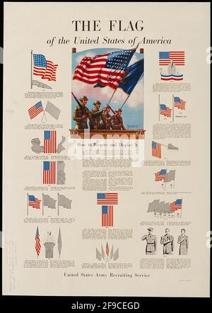 Ein amerikanisches Dokument, das die korrekte Anzeige des zeigt US-Flagge (Sterne und Streifen) Stockfoto