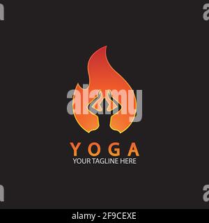 Design-Vorlage für Yoga-Feuer-Logo-Symbol Stock Vektor