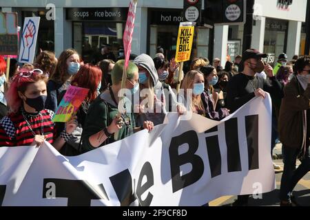 Kill the Bill Protests, Brighton, Großbritannien, 17. April 2021 Stockfoto