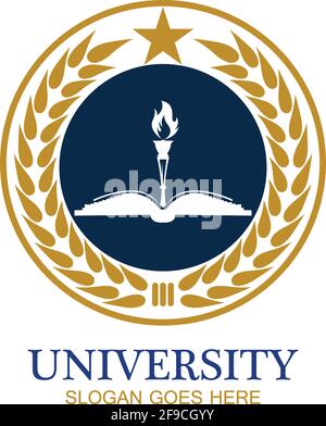 Vorlage für Logo-Design für Universitäten, Hochschulen, Universitäten, Hochschulen und Kurse Stock Vektor