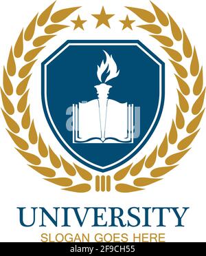 Vorlage für Logo-Design für Universitäten, Hochschulen, Universitäten, Hochschulen und Kurse Stock Vektor