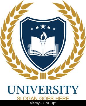 Vorlage für Logo-Design für Universitäten, Hochschulen, Universitäten, Hochschulen und Kurse Stock Vektor