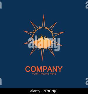 Sun Mountain Logo Icon Design – Illustration auf Lager Stock Vektor