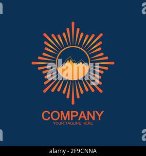 Sun Mountain Logo Icon Design – Illustration auf Lager Stock Vektor