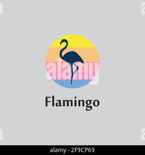 flamingo Silhouette Szene bei Sonnenuntergang Logo Design Vektor Stock Vektor