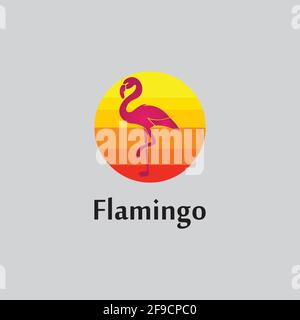 flamingo Silhouette Szene bei Sonnenuntergang Logo Design Vektor Stock Vektor