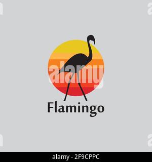 flamingo Silhouette Szene bei Sonnenuntergang Logo Design Vektor Stock Vektor