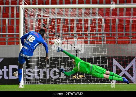 Genks Paul Onuachu punktet bei einem Fußballspiel zwischen dem Royal Antwerp FC und dem KRC Genk am Samstag, dem 17. April 2021 in Antwerpen, am 34. Tag der t Stockfoto