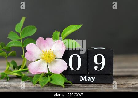 Muttertag Datum auf Holz vintage Kalender Stockfoto