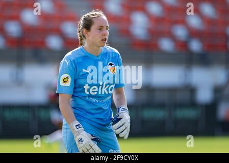 Valencia, Spanien. April 2021. Enith Salon Marcuello von Valencia CF in Aktion gesehen während der Spanischen Frauenliga, La Liga Primera Division Femenina, Fußballspiel zwischen Valencia CF und Madrid CFF im Antonio Puchades Stadion. (Endergebnis; Valencia CF 2:0 Madrid CFF) Credit: SOPA Images Limited/Alamy Live News Stockfoto