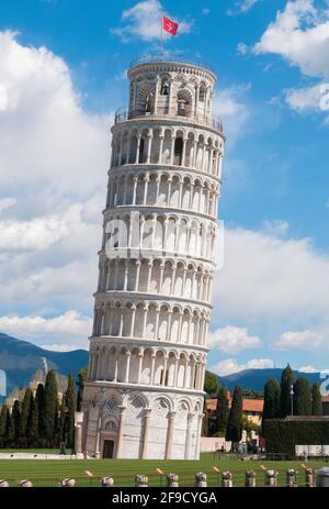 Blick auf Pisa: Der weltberühmte schiefe Turm Stockfoto