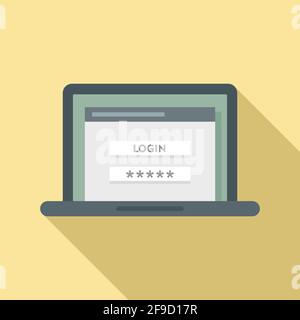 Laptop-Authentifizierungssymbol, flacher Stil Stock Vektor