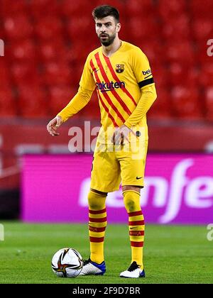 Sevilla, Spanien. April 2021. SEVILLA, SPANIEN - 17. APRIL: Gerard Pique vom FC Barcelona beim Copa del Rey Finale zwischen Athletic Club und FC Barcelona im Estadio de La Cartuja am 17. April 2021 in Sevilla, Spanien (Foto von Pablo Morano/Orange Picics) Credit: Orange Pics BV/Alamy Live News Stockfoto