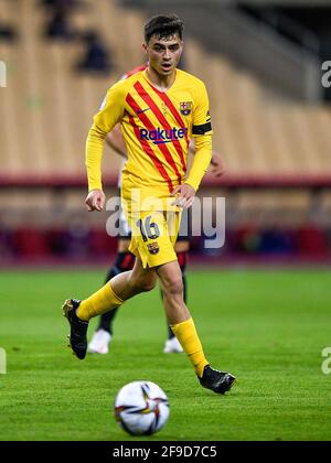 Sevilla, Spanien. April 2021. SEVILLA, SPANIEN - 17. APRIL: Pedri des FC Barcelona während des Copa del Rey-Finalmatches zwischen Athletic Club und FC Barcelona im Estadio de La Cartuja am 17. April 2021 in Sevilla, Spanien (Foto von Pablo Morano/Orange Picics) Credit: Orange Pics BV/Alamy Live News Stockfoto