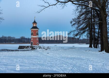 Der historische Leuchtturm in Moritzburg bei Dresden Stockfoto