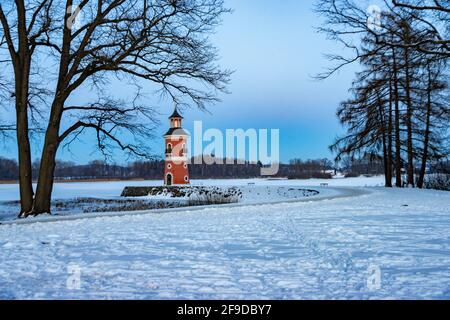 Der historische Leuchtturm in Moritzburg bei Dresden Stockfoto