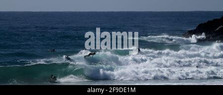 Surfer am Broken Head Beach Surf Spot in der Nähe von Byron Bay, Australien Stockfoto