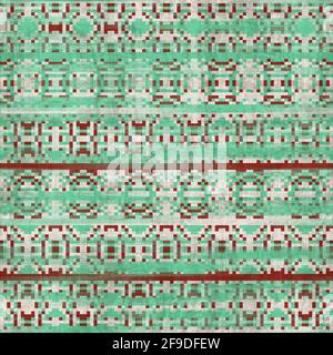 Nahtloser Kelim-Teppich Mit Quadratischen Pixelmustern Stockfoto
