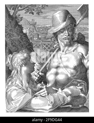 Nach der Rebellion erscheint Christus Maria Magdalena als Gärtner, die vor ihm kniet. Stockfoto