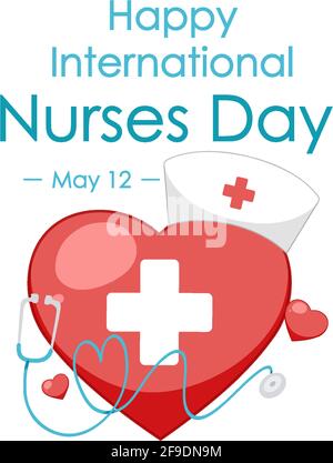 Happy International Nurses Day Schriftart mit Cross Medical Symbol Illustration Stock Vektor
