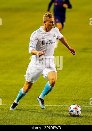 Chicago, USA, 17. April 2021. Major League Soccer (MLS) New England Revolution Gesicht der Chicago Fire FC auf Soldier Field in Chicago, IL, USA. Spiel endete 2-2. Kredit: Tony Gadomski / All Sport Imaging / Alamy Live Nachrichten Stockfoto