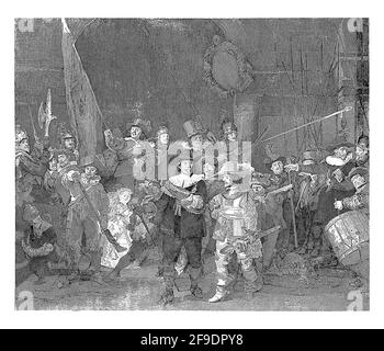 Die Korporalschaft von Kapitän Frans Banninck Cocq und Leutnant Willem van Ruytenburch, bekannt als „Nachtwache“ Stockfoto