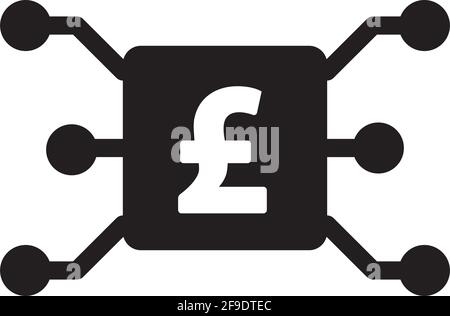 Digital Pound Currency Symbol Vektorsymbol für digitale Transaktionen für Asset und Portemonnaie in einer flachen Glyphen-Piktogramm-Illustration Stock Vektor