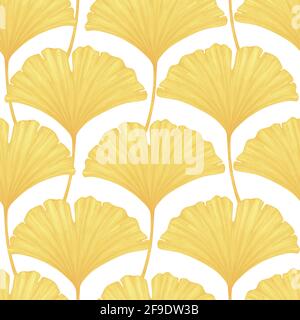 Nahtloses Muster mit Blättern von Ginkgo Biloba. Natur Hintergrund. Stockfoto