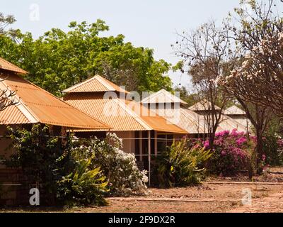 „Savannah Huts“-Unterkunft in Birdwood Downs, Gibb River Road, Kimberley, Western Australia. Stockfoto