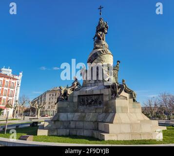 Ein Denkmal zu Ehren des Entdeckers des amerikanischen Kontinents, Christopher Columbus, in Valladolid Stockfoto