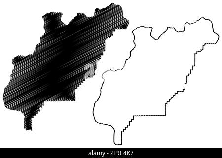 Douglas County, State of Washington (US County, Vereinigte Staaten von Amerika, USA, US, US) Karte Vektor Illustration, scribble Skizze Douglas Karte Stock Vektor