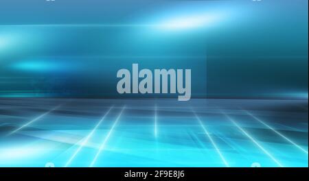 Abstrakter High-Tech-Hintergrund, leere Hintergrund Lichteffekte auf dem Boden. 3d-Illustration Stockfoto