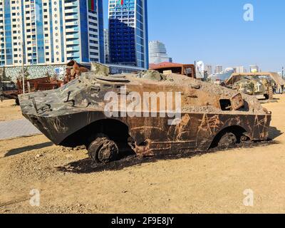 BRDM-2 Amphibienpanzerwagen, der von Russland und der ehemaligen Sowjetunion verwendet wurde - Baku, Aserbaidschan, 04-16-2021 Stockfoto