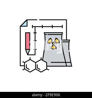 Nuclear Engineering Farbliniensymbol. Piktogramm für Webseite, mobile App, Promo. UI UX GUI Design-Element. Bearbeitbare Kontur. Stock Vektor