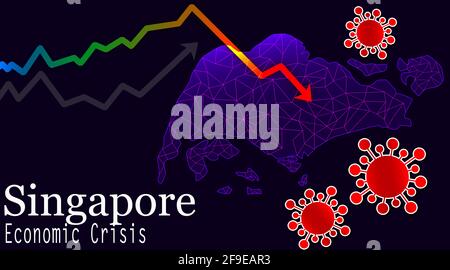 Ein Konzept für die Wirtschaftskrise in Singapur aufgrund des Coronavirus Stockfoto