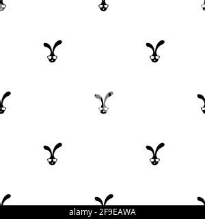 Nahtloses Muster mit schwarzer flacher Hase-Silhouette mit Brille. Dekorative lustige Ornament, gut zum Drucken. Vektordruck mit Hase. Flach d Stock Vektor