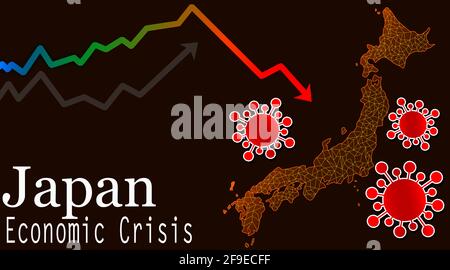 Eine Wirtschaftskrise in Japan aufgrund eines Coronavirus-Ausbruchs Stockfoto