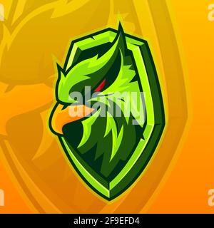 ESport Team Logo Hintergrund mit Adlerkopf und Schild Illustration Stockfoto