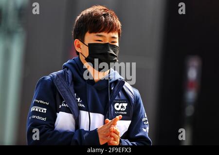 Imola, Italien. April 2021. Yuki Tsunoda (JPN) AlphaTauri. Großer Preis der Emilia Romagna, Sonntag, 18. April 2021. Imola, Italien. Quelle: James Moy/Alamy Live News Stockfoto