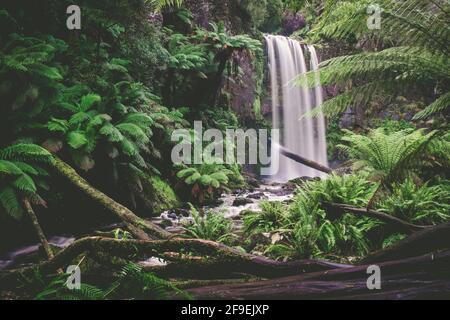 Landschaftlich schöner Wasserfall in einem wunderschönen Regenwald Stockfoto
