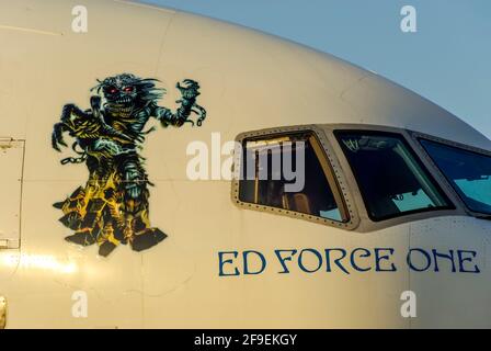 Ed Force One von Iron Maiden. Ihre erste Tour Flugzeug für den Transport von Material und Personal auf dem Irgendwo in der Zeit zurück World Tour 2009 verwendet Stockfoto