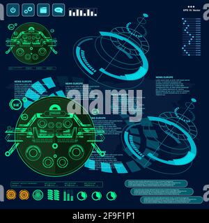 Hintergrund mit futuristischem User Interface Design Konzept mit hud Elementen Stock Vektor