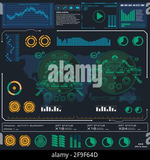 Futuristische blaue virtuelle grafische Touch-Benutzeroberfläche Stock Vektor