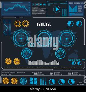 Futuristische blaue virtuelle grafische Touch-Benutzeroberfläche Stock Vektor