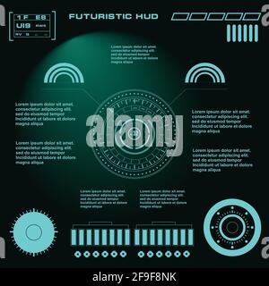 Futuristische grüne virtuelle grafische Touch-Benutzeroberfläche Stock Vektor