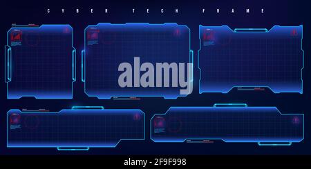Futuristischer HUD-Set-Rahmen. Futuristischer virtueller Rahmen. Cyber-Tech-Rahmen. Stock Vektor